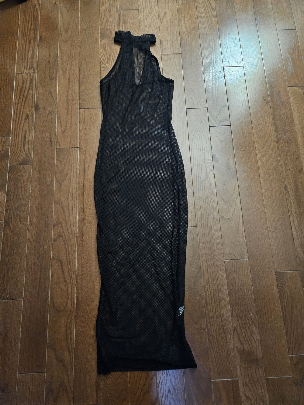Fashon Nova Black Mesh Maxi Dress with High Neck